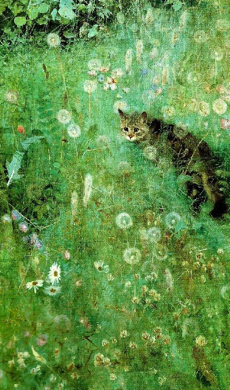 bruno liljefors katt pa blommande sommarang oil painting image